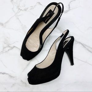 ZARA peep toe suede black heels pumps